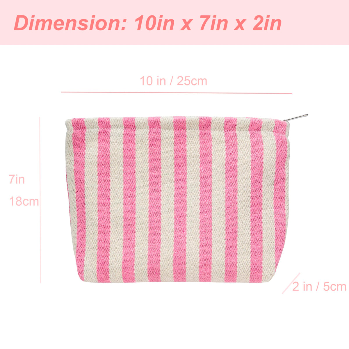 PAZIMIIK Flat Makeup Bag Stripe Pink in a handbag