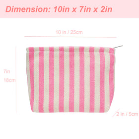 PAZIMIIK Flat Makeup Bag Stripe Pink in a handbag