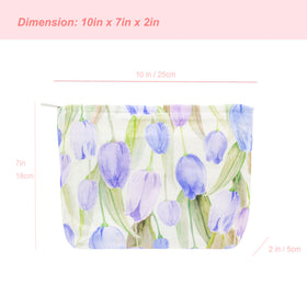 PAZIMIIK Flat Makeup Bag Tulip Purple canvas-lined interior