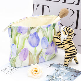 PAZIMIIK Flat Makeup Bag Tulip Purple side view