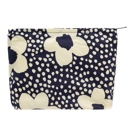 PAZIMIIK Floral Makeup Bag front view in navy blue