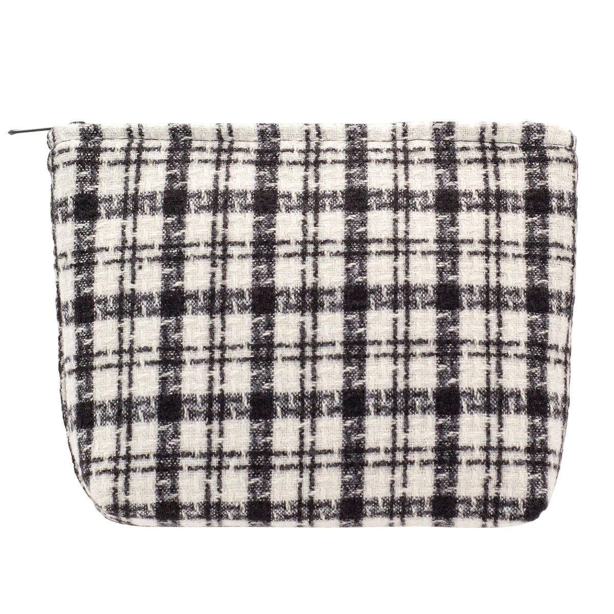 PAZIMIIK large black plaid makeup bag front view