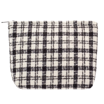 PAZIMIIK large black plaid makeup bag front view