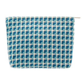 PAZIMIIK Large Canvas Makeup Bag front view in Grid Green