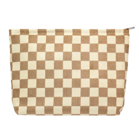 PAZIMIIK large corduroy makeup bag front view in light brown