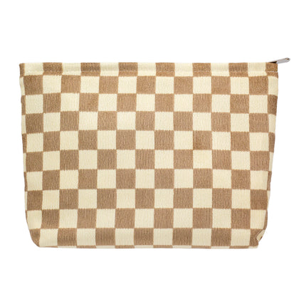 PAZIMIIK large corduroy makeup bag front view in light brown