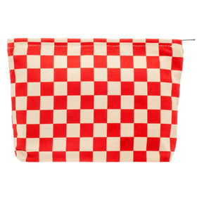 PAZIMIIK large zipper makeup bag front view in checkered red