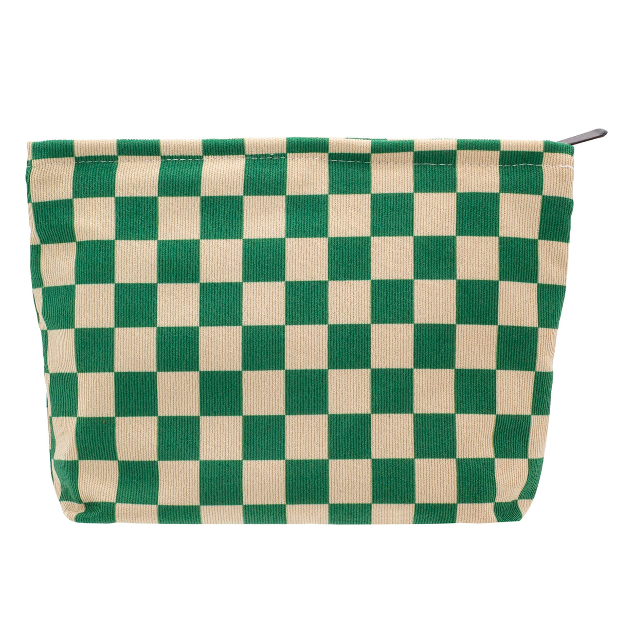 PAZIMIIK Large Zipper Makeup Bag front view in green corduroy