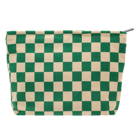 PAZIMIIK Large Zipper Makeup Bag front view in green corduroy