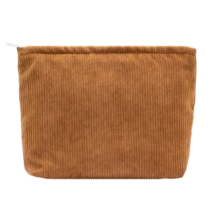 PAZIMIIK Makeup Bag large zipper brown front view