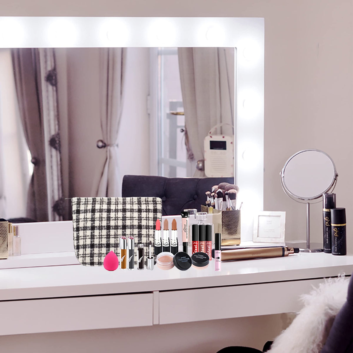 PAZIMIIK makeup bag packed with beauty items