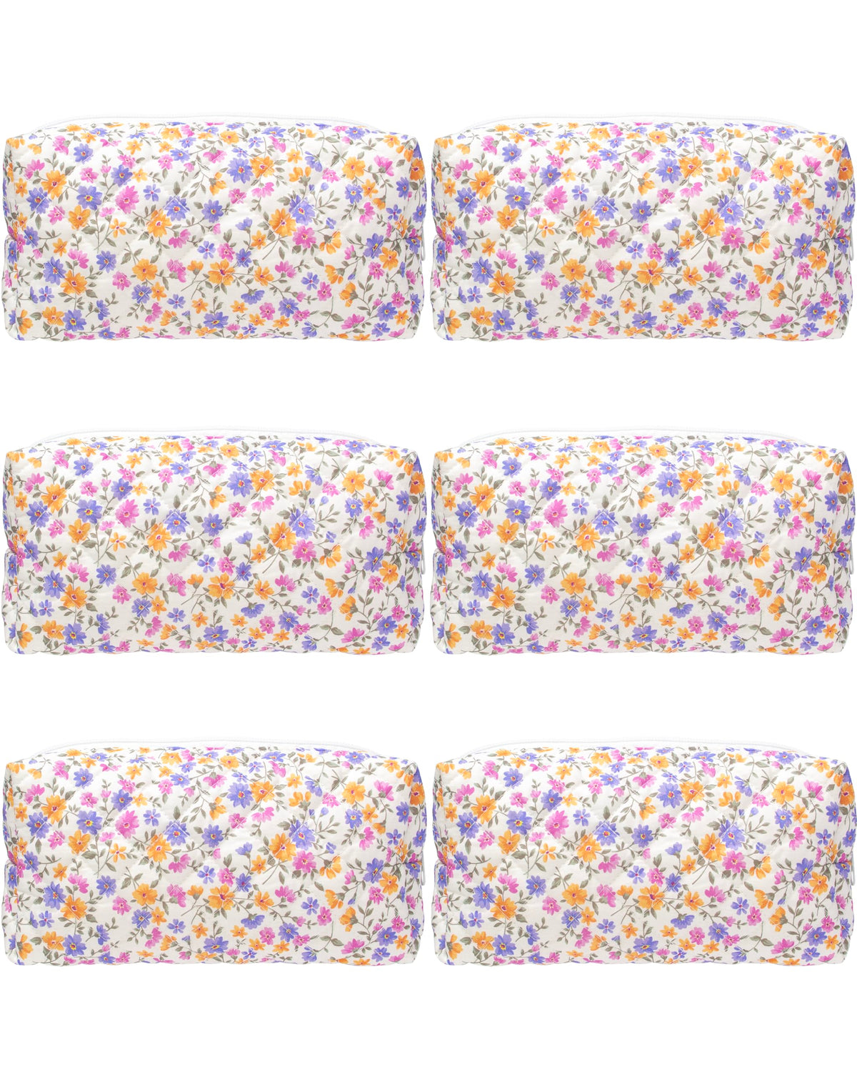 PAZIMIIK Small Quilted Makeup Bag front view in Ditsy Floral