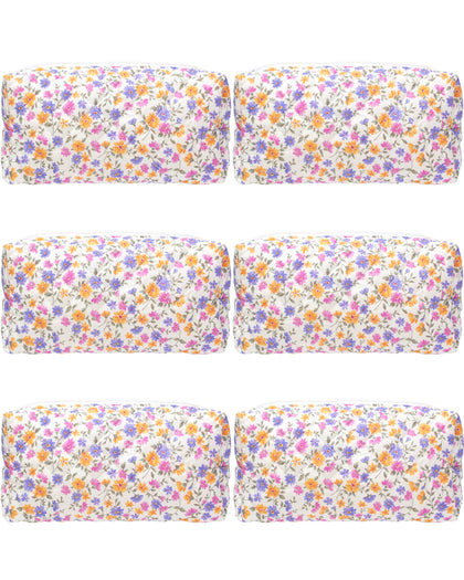 PAZIMIIK Small Quilted Makeup Bag front view in Ditsy Floral