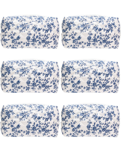 PAZIMIIK Small Quilted Makeup Bag Jouy Blue front view