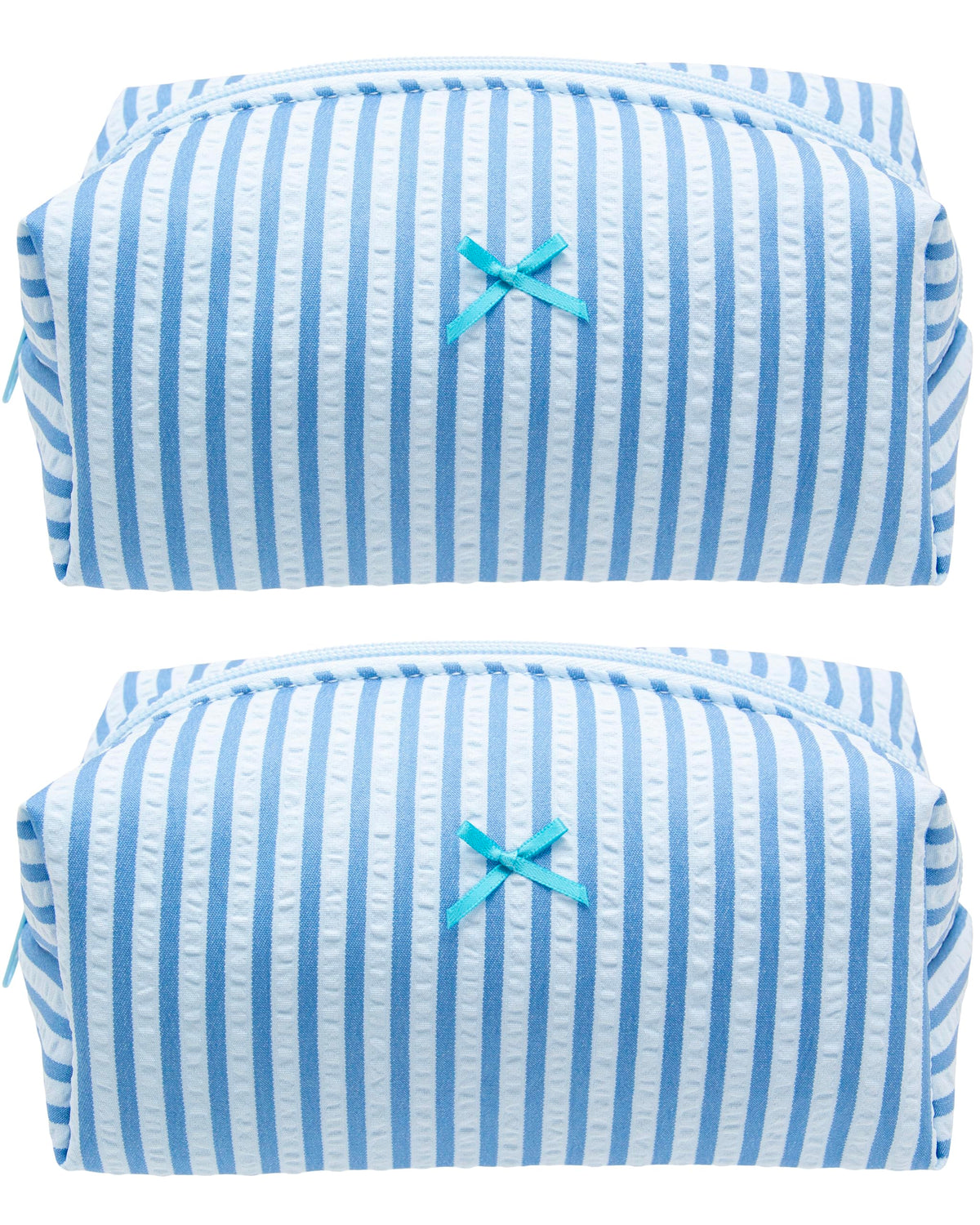 PAZIMIIK Stripe Lake Blue Makeup Bag front view