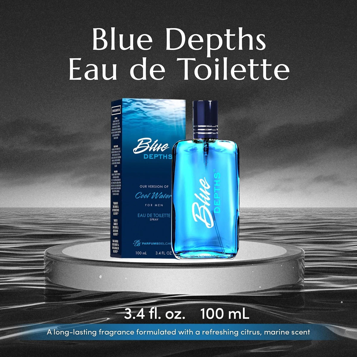 PB ParfumsBelcam Blue Depths Eau de Toilette bottle with packaging