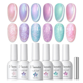PEACECOLOR Cat Eye Gel Nail Polish Set front view with six bottles