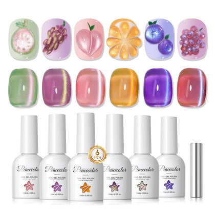 PEACECOLOR Cat Eye Gel Polish Set 6 colours front view