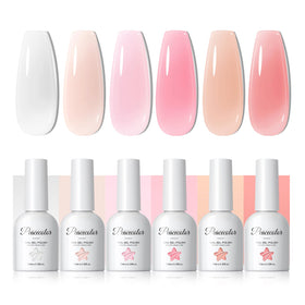PEACECOLOR Nude Gel Nail Polish Set with 6 transparent colours