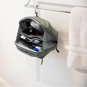 Peak Design Wash Pouch in travel setting with toiletries
