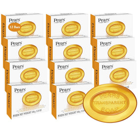 Pears Soap Pure & Gentle 12-Pack transparent amber bars front view