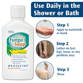 Pedifix FungaSoap Liquid 6 oz. back view showing ingredients