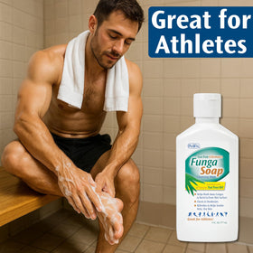 Pedifix FungaSoap Liquid 6 oz. with a towel and foot scrub
