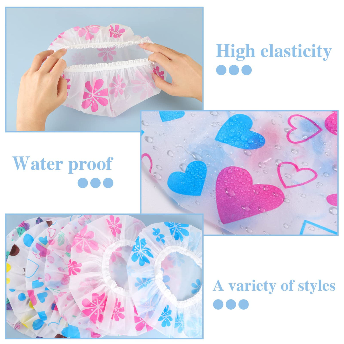Pengxiaomei shower cap folded and placed in a travel bag