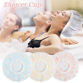 Pengxiaomei shower cap showing waterproof material texture