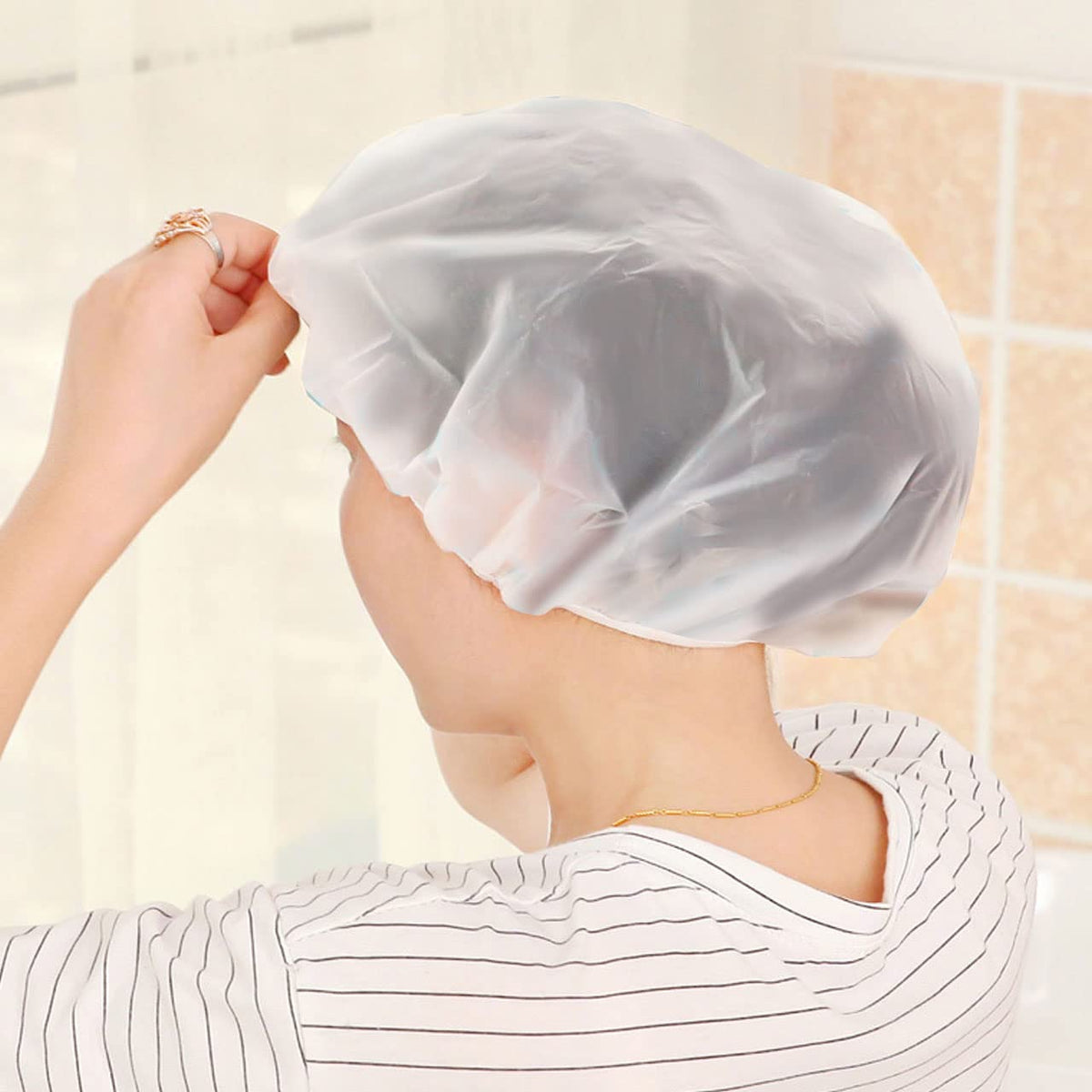 Pengxiaomei shower cap spread out measuring 27 cm