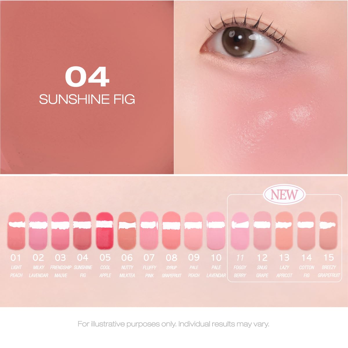Peripera Syrupy Tok Cheek Liquid Blush 04 Sunshine Fig packaging details