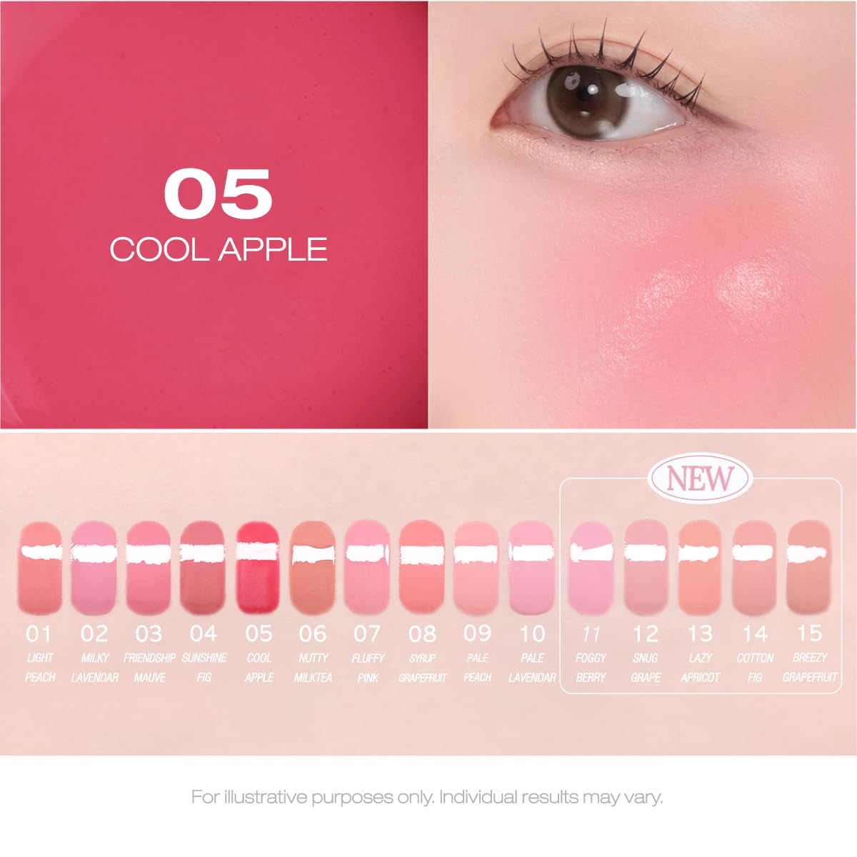 Peripera Syrupy Tok Cheek Liquid Blush 05 Cool Apple with applicator