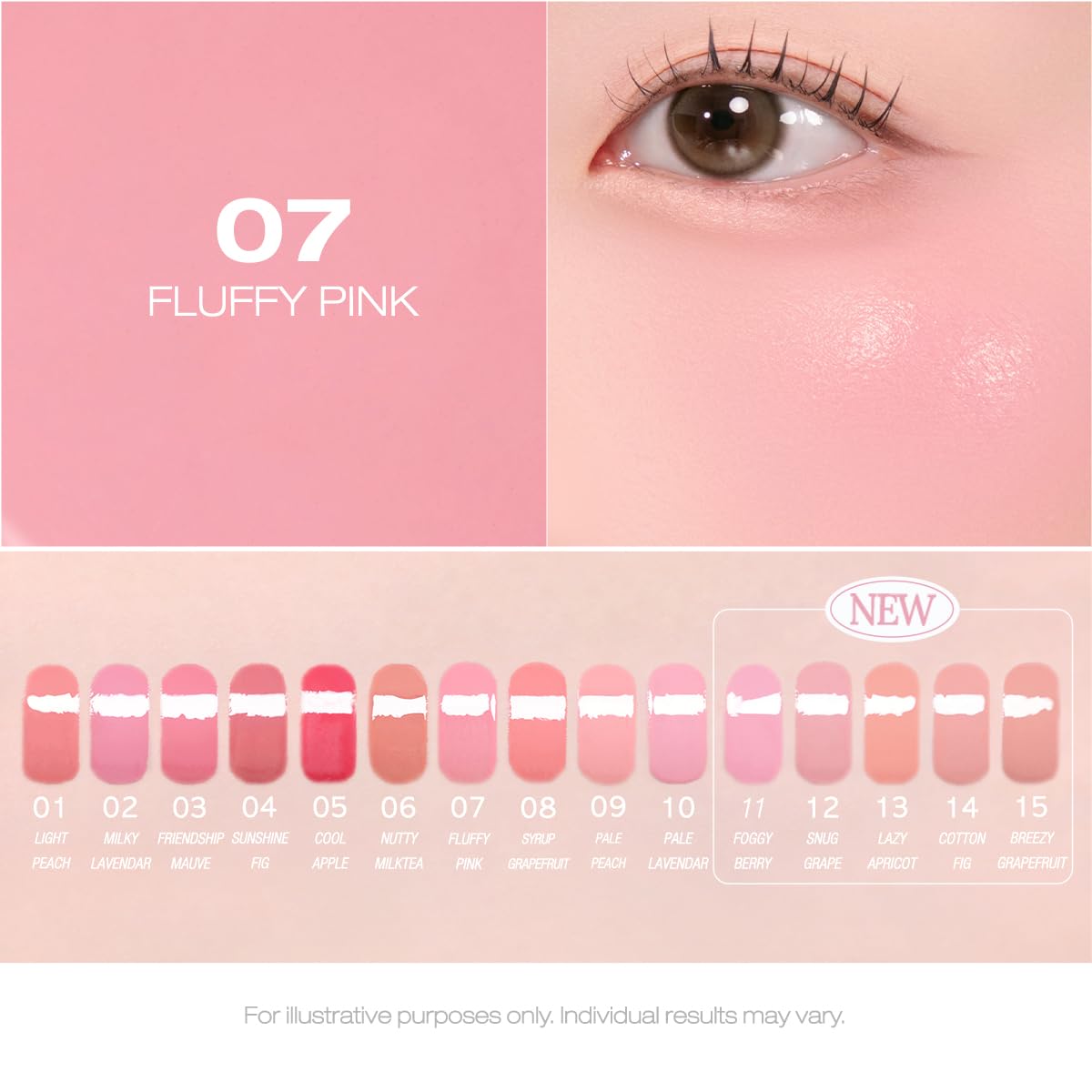 Peripera Syrupy Tok Cheek Liquid Blush 07 Airy Pink application with brush