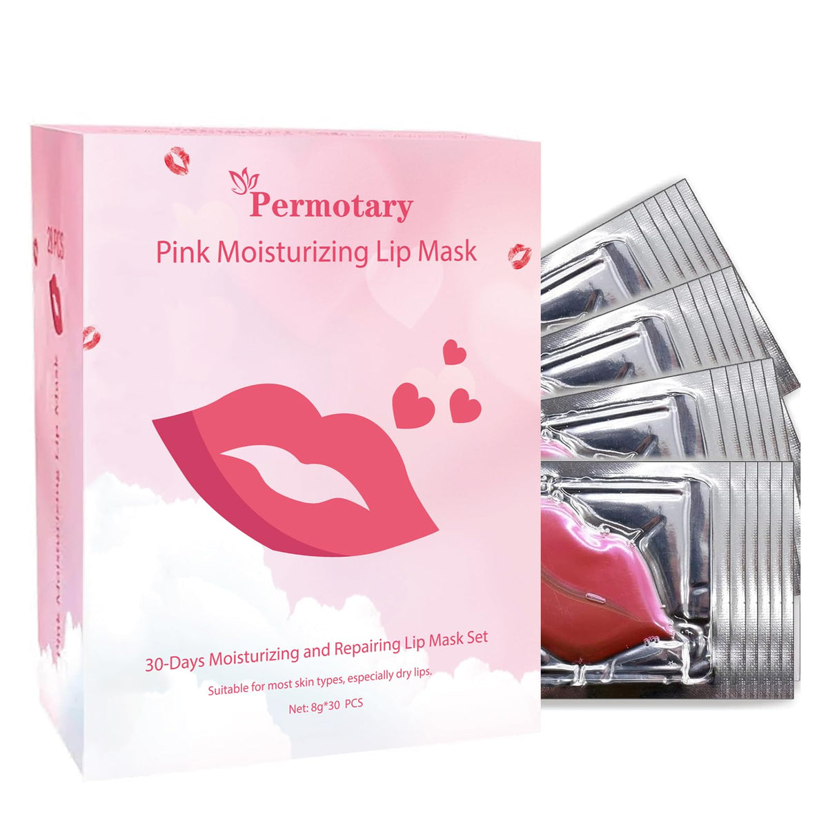 Permotary Collagen Lip Mask Gel Pads front view in packaging