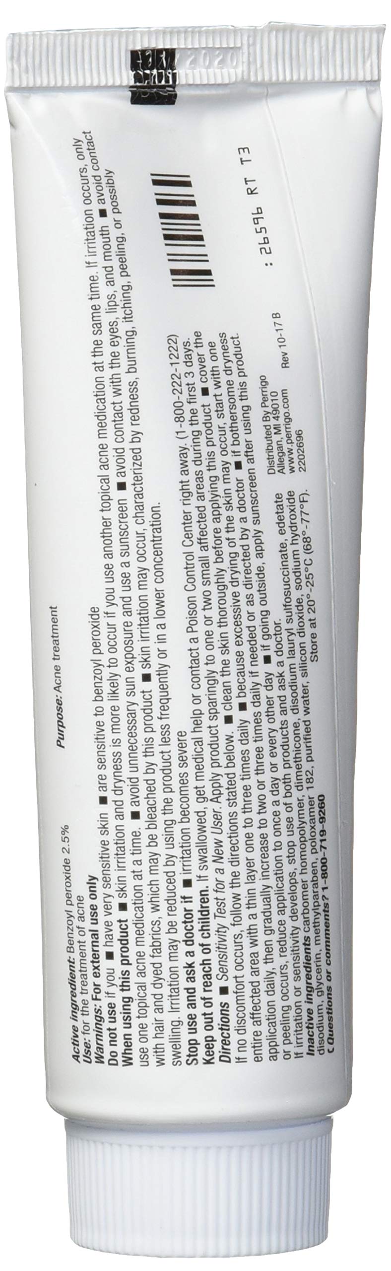 Perrigo Acne Gel tube with label details