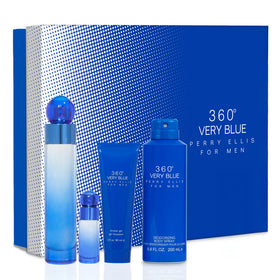 Perry Ellis 360 Very Blue Gift Set front view with all products displayed