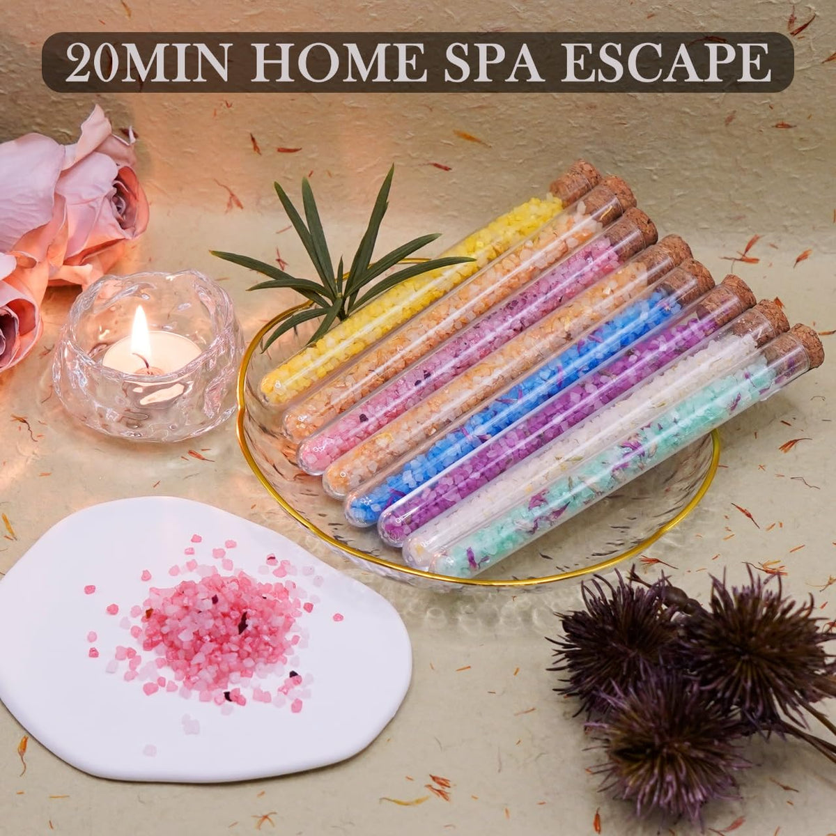 Persidra bath salts with dried flower petals in a decorative box