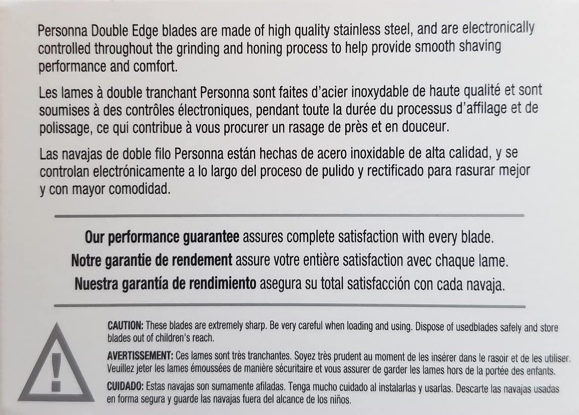 Personna Double Edge Razor Blades box dimensions on a table
