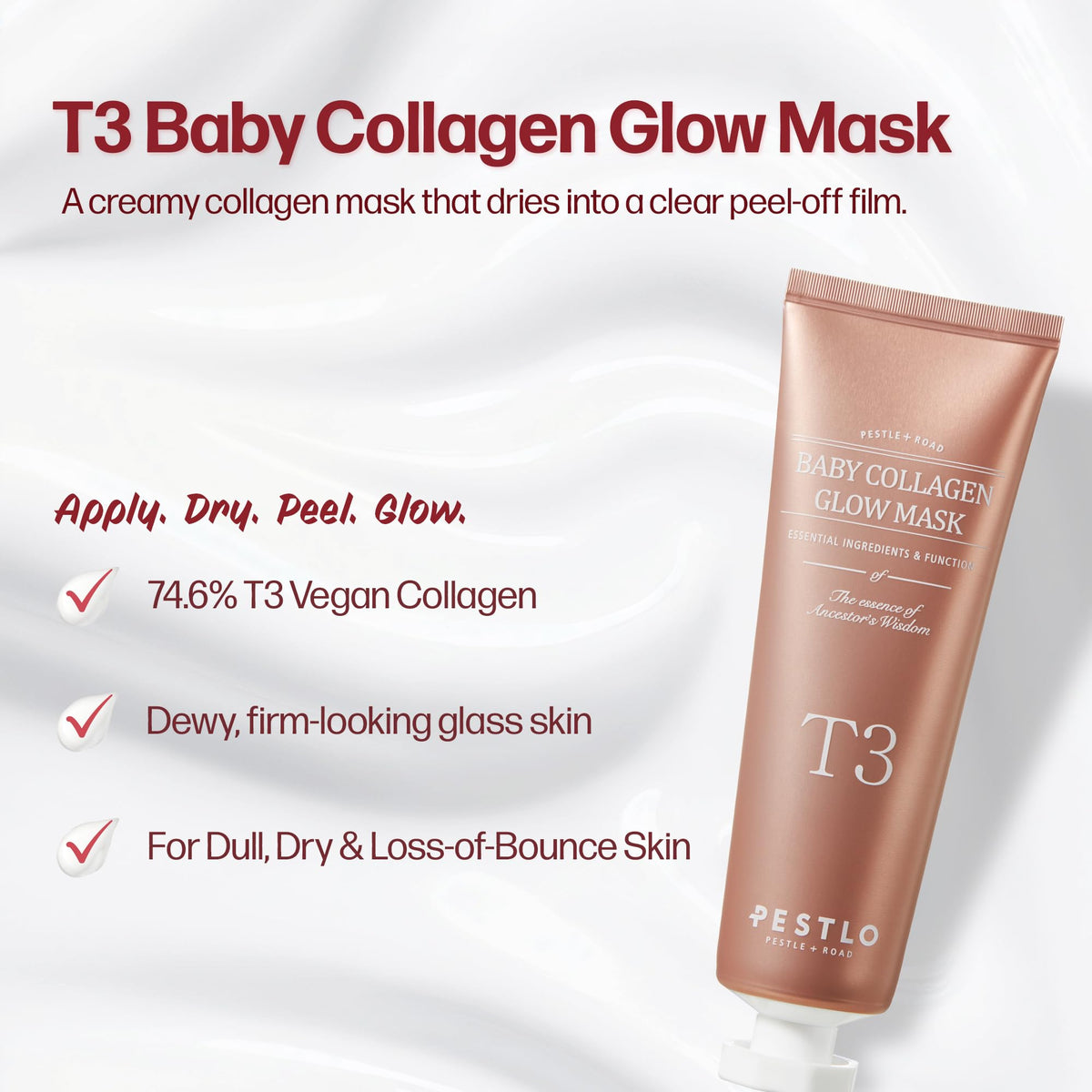 PESTLO Baby Collagen Glow Mask application on skin