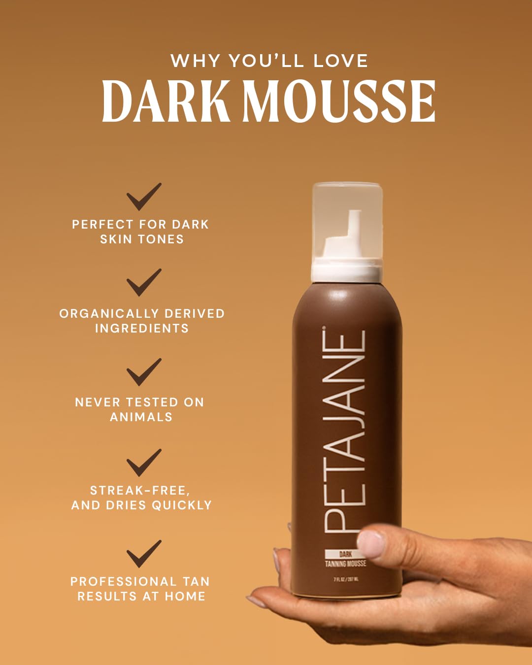 Peta Jane Dark Tanning Mousse bottle side view