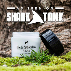 Pete & Pedro Hair Styling Clay 2 oz on a bathroom shelf