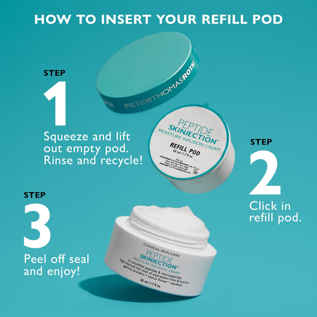 Peter Thomas Roth Peptide Skinjection Cream on a bathroom counter