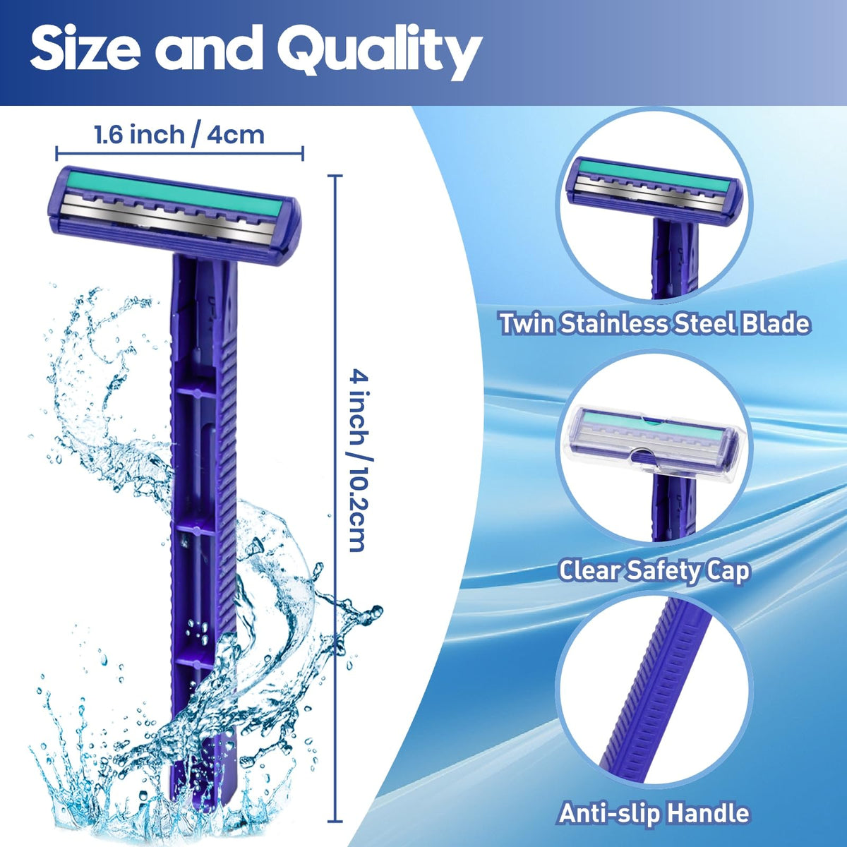 Phafaloop Twin Blade Disposable Razor close-up of twin blades