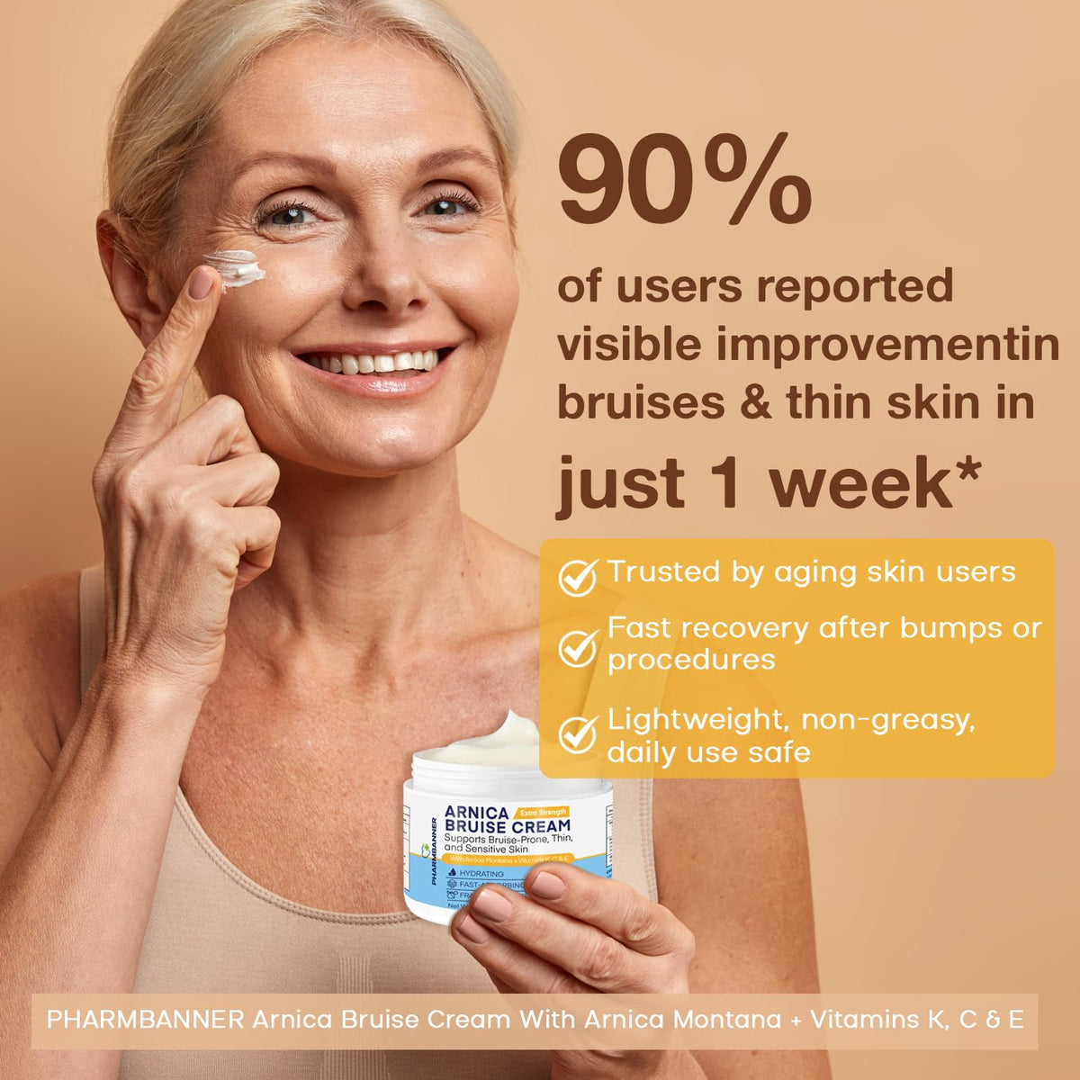 PHARMBANNER Arnica Bruise Cream packaging with ingredients listed