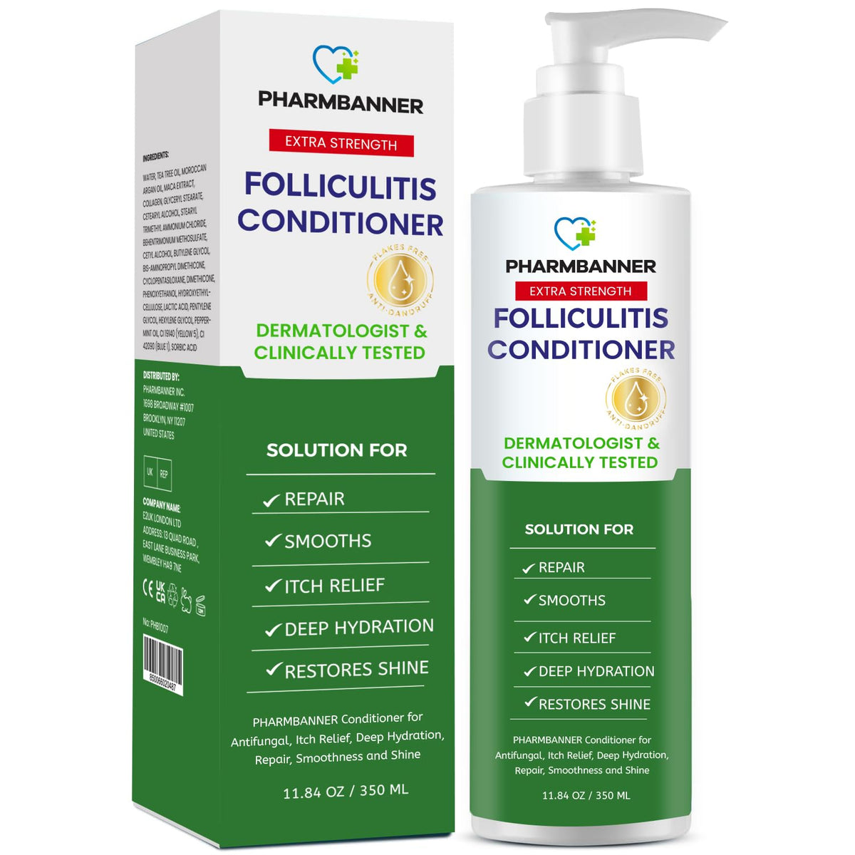 PHARMBANNER Folliculitis Itch Relief Conditioner with fresh tea tree leaves