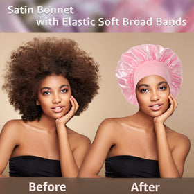 PHILIGHTS Satin Bonnet Set lifestyle scene with woman sleeping