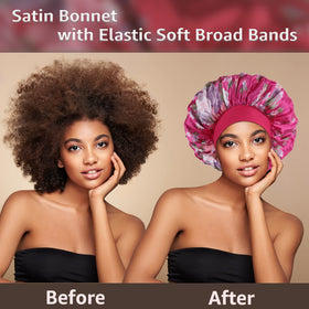 PHILIGHTS satin bonnet showcasing its large size for all hairstyles