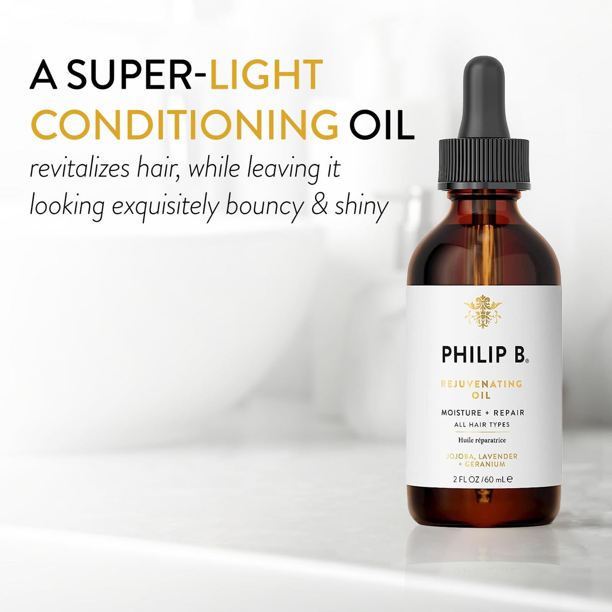 PHILIP B Rejuvenating Oil 60ml back view with ingredients