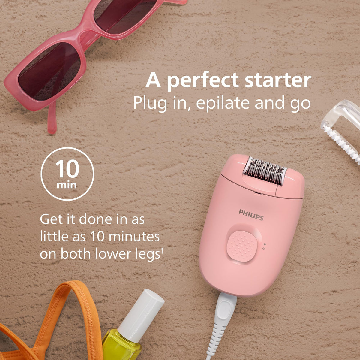 Philips Epilator Series 2000 epilator in use on lower leg