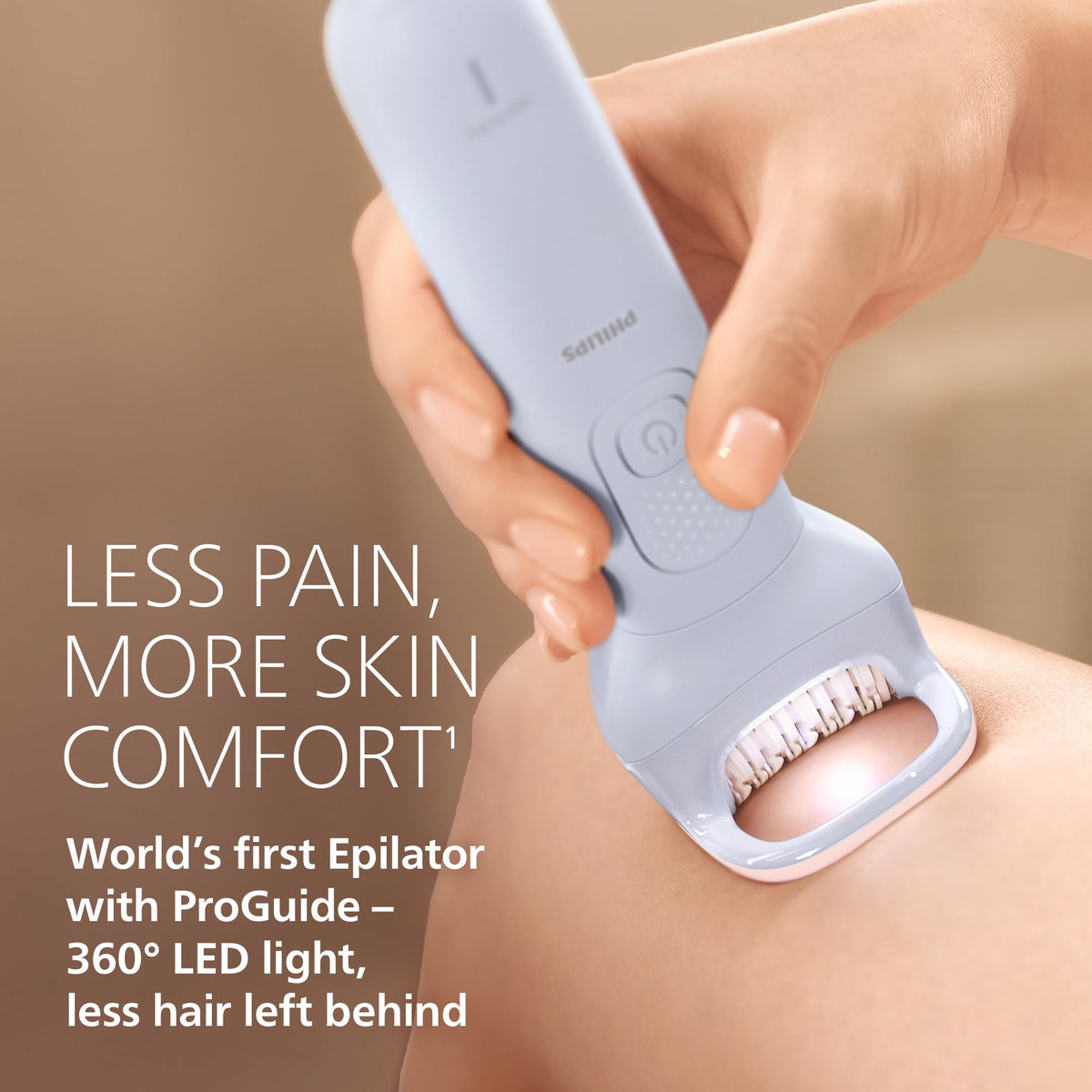 PHILIPS Epilator Series 8000 showing 360° LED light